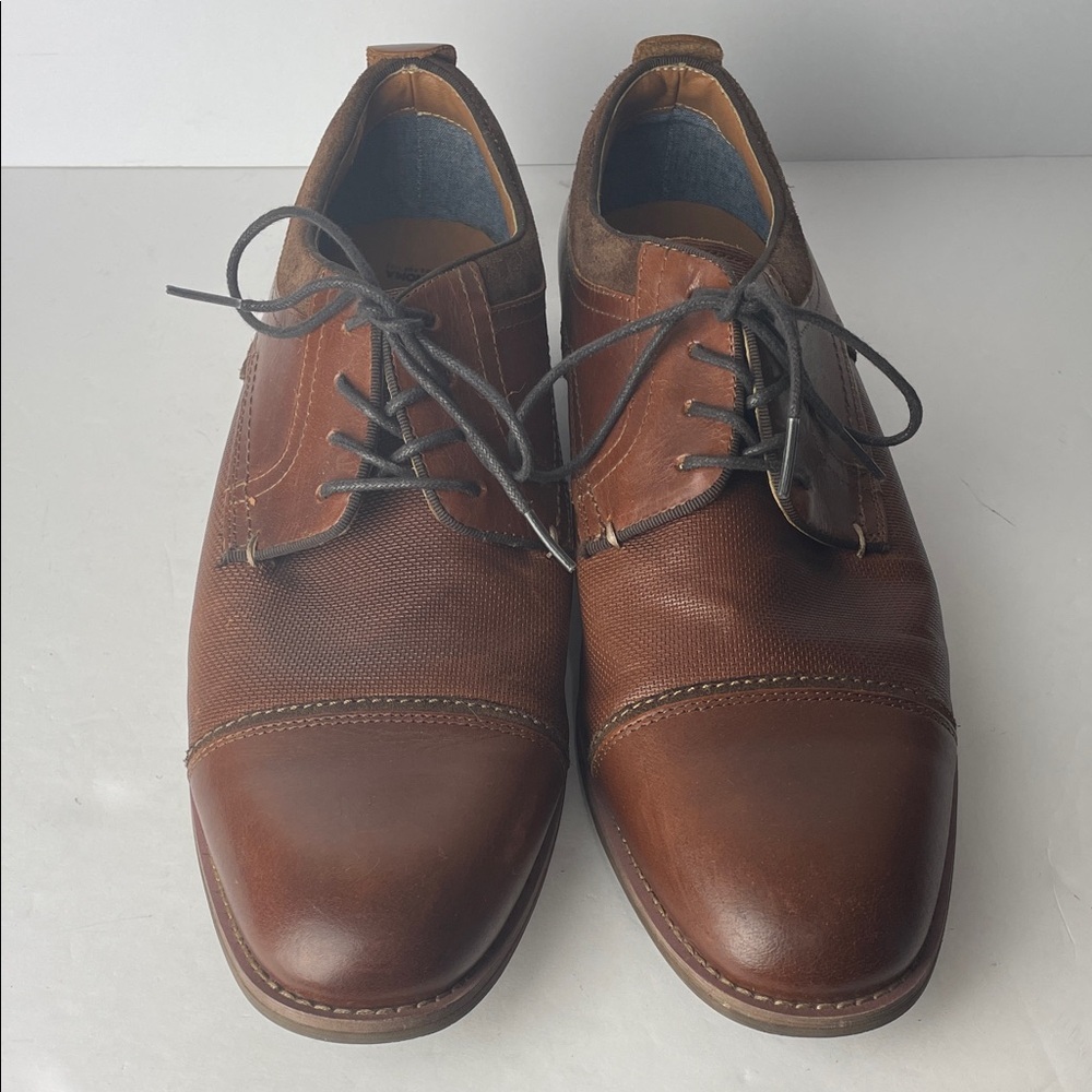 Sonoma Brown Leather Cap-Toe Dress Shoes